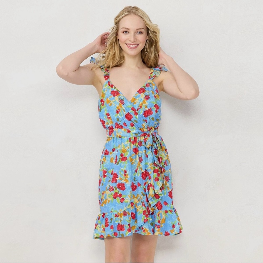 LC Lauren Conrad Floral Blue Dress